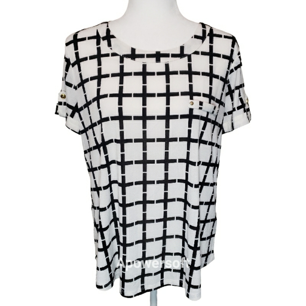 The Workshop Black and White Crewneck Top